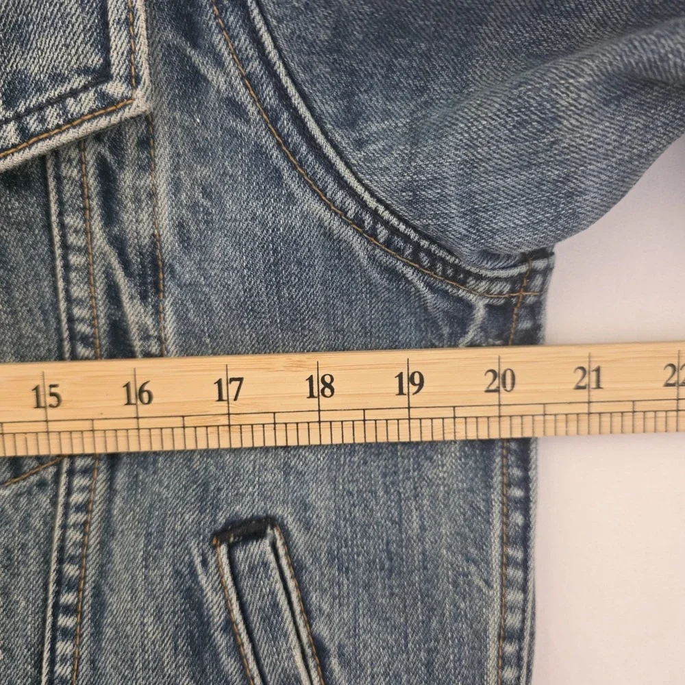 VTG Gap Jeans Jacket Mens Blue Denim Acid Wash 1969 Biker Y2K Trucker Small 40R